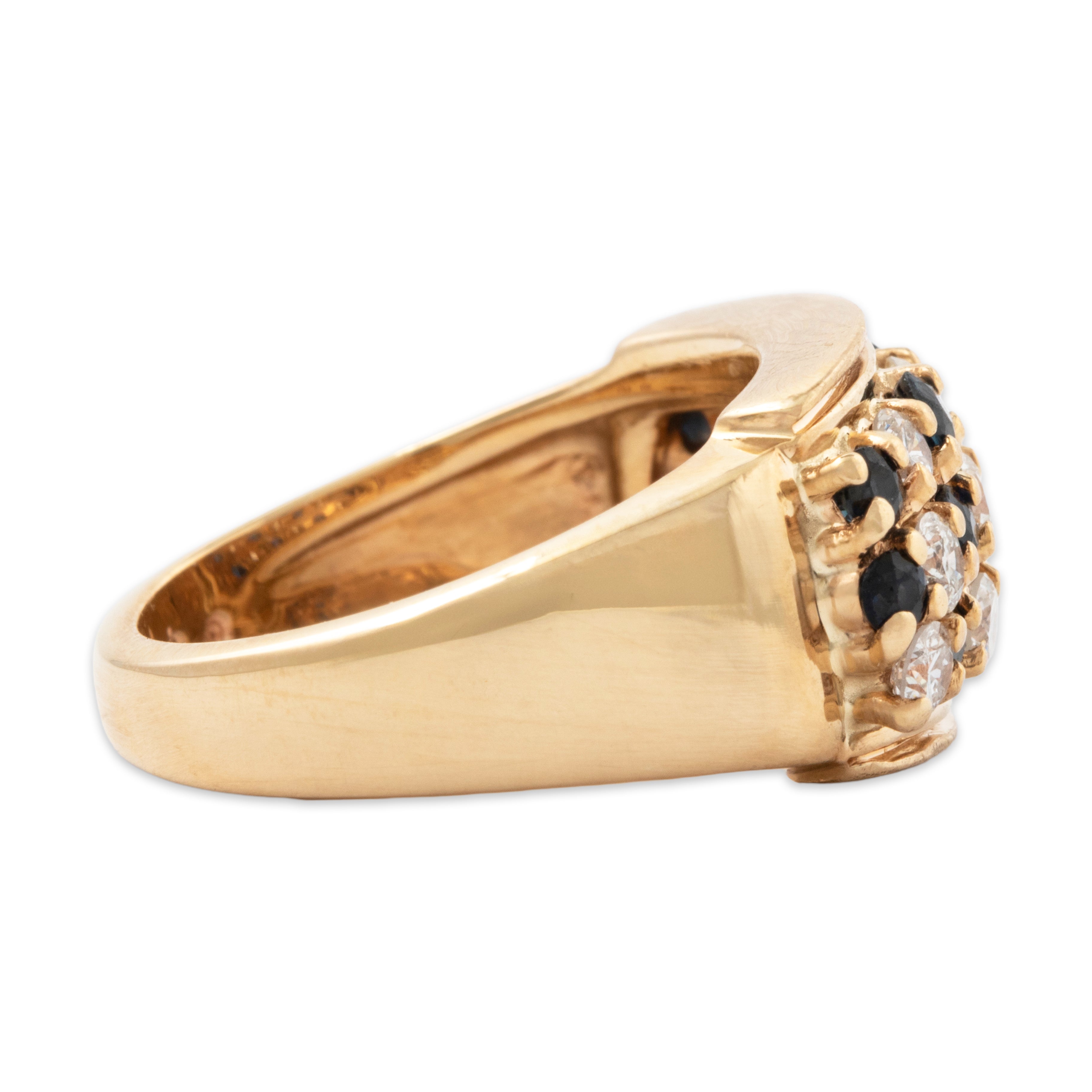 Vintage 14k Yellow Gold Blue Sapphire .484cttw Diamond Sparkling Lines Band Ring、mySite、hinf8tx79