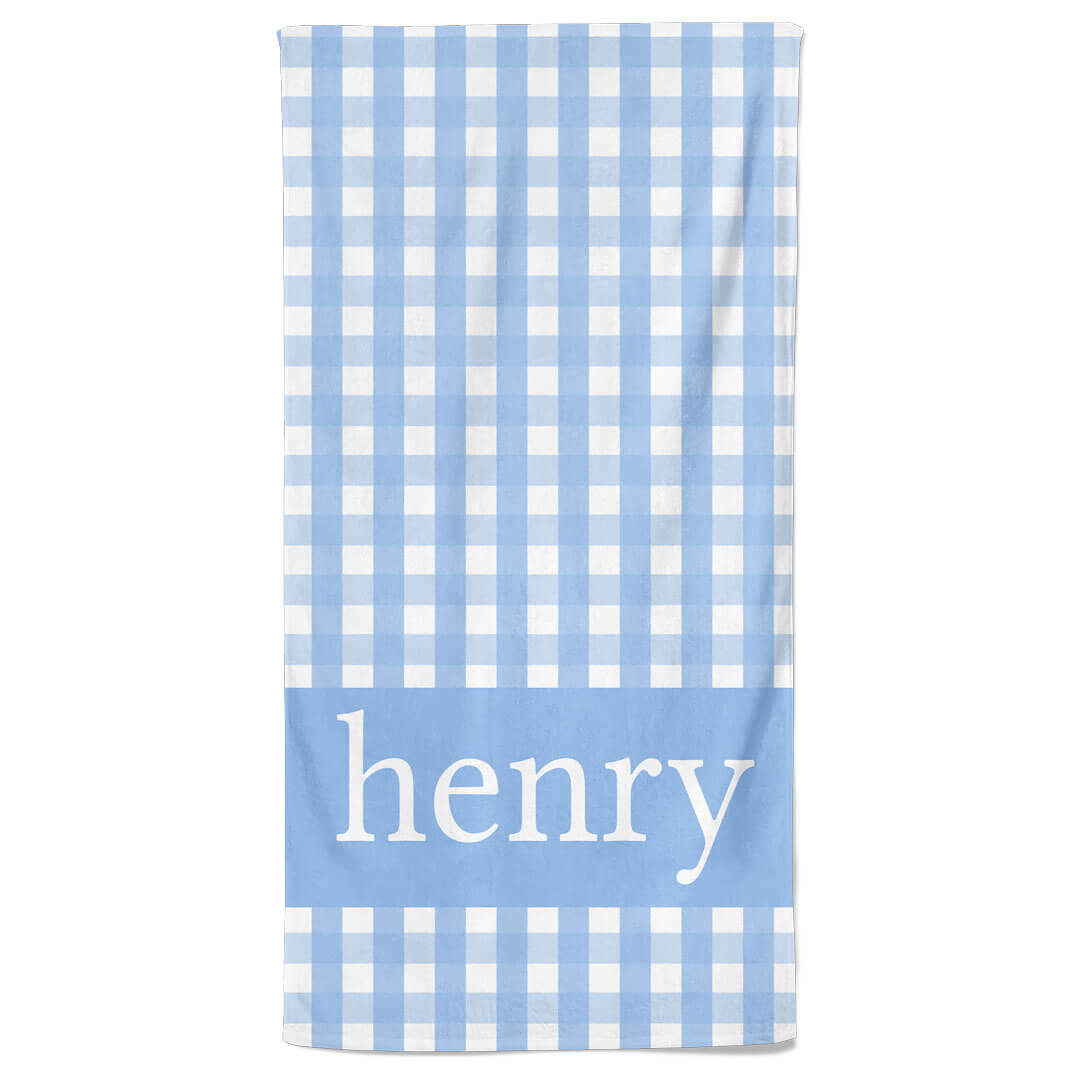  Blue Seersucker Personalized Kids Beach Towel、mySite、layawaytickets