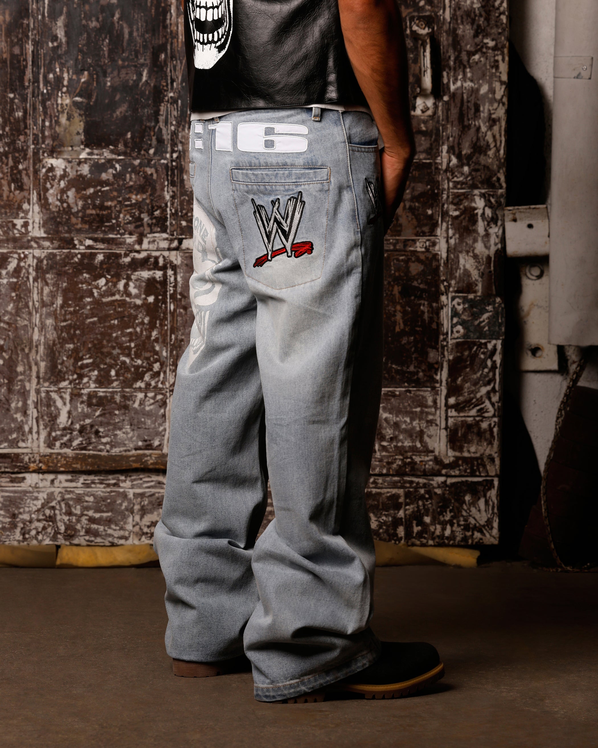 Loiter X WWE Stone Cold Washed Jeans Vintage Blue Wash、mySite、zt4zffjzw