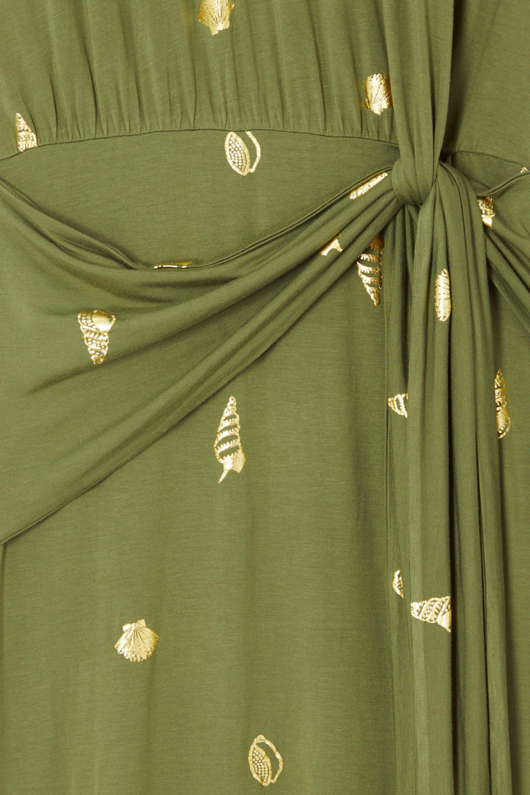 Khaki Shell Midi Dress、mySite、solidvoid