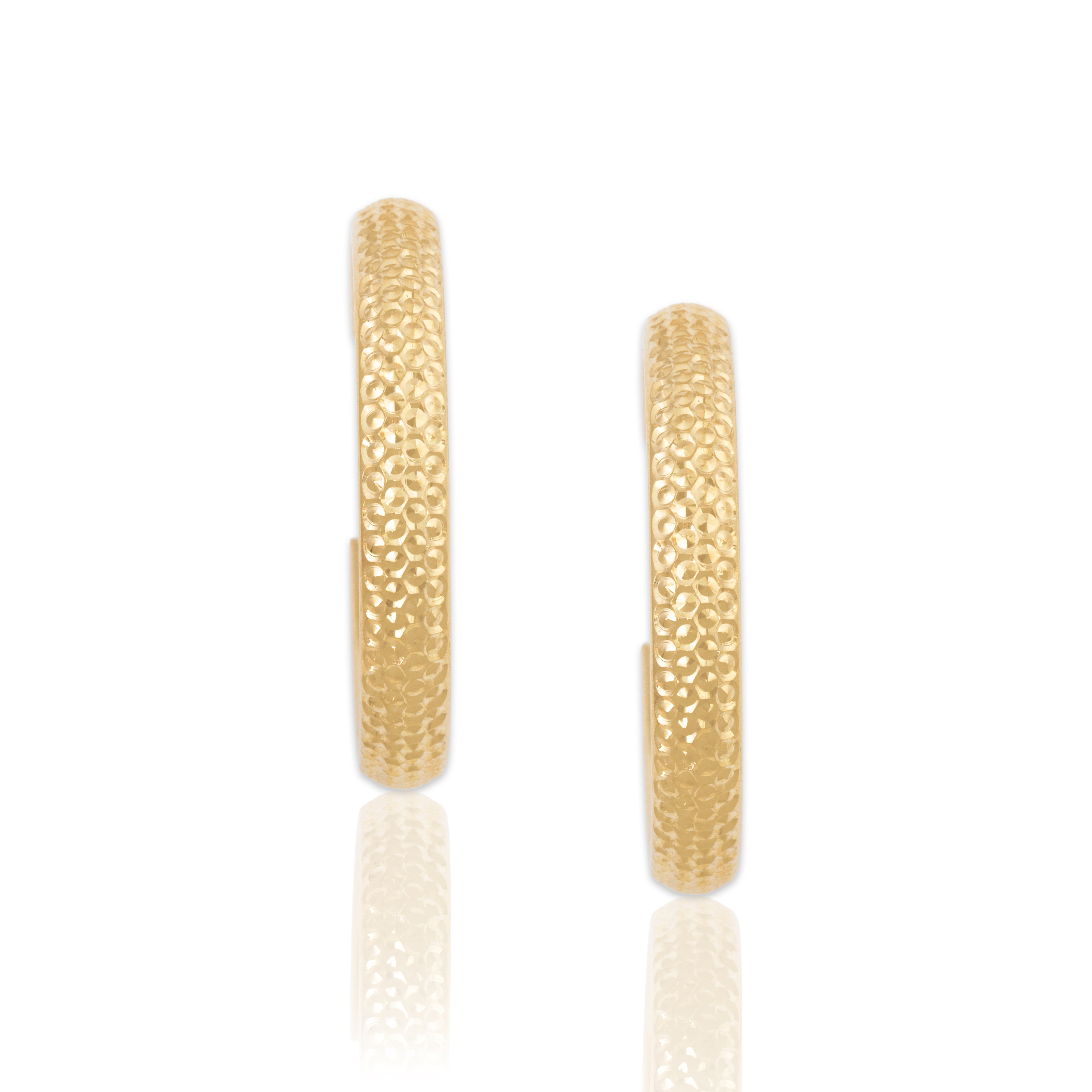 Vintage 14k Yellow Gold Sparkling Texture Hoop Earrings、mySite、hinf8tx79