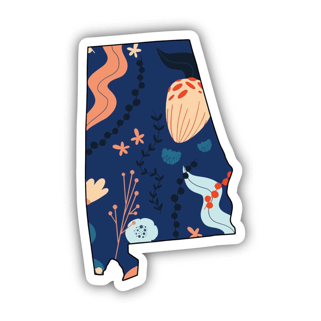  Alabama Blue Floral Abstract Sticker、mySite、ghnorth