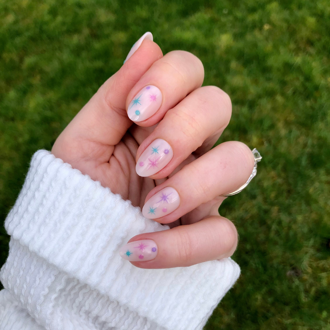 Sparkle Party - Press-On | Short | Almond、mySite、solidvoid