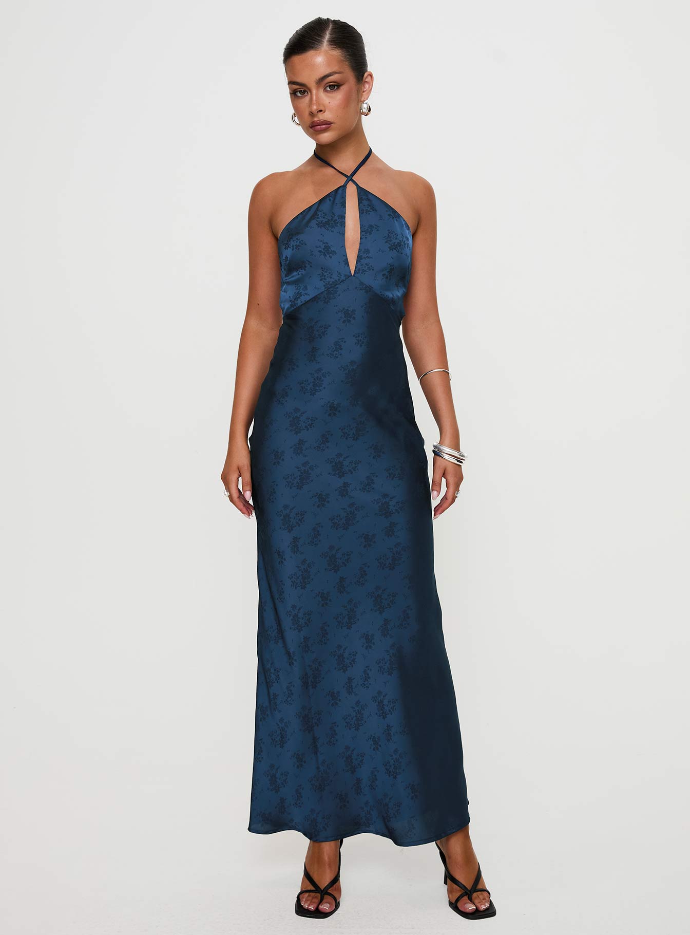 Limosina Halter Maxi Dress Navy、mySite、solidvoid
