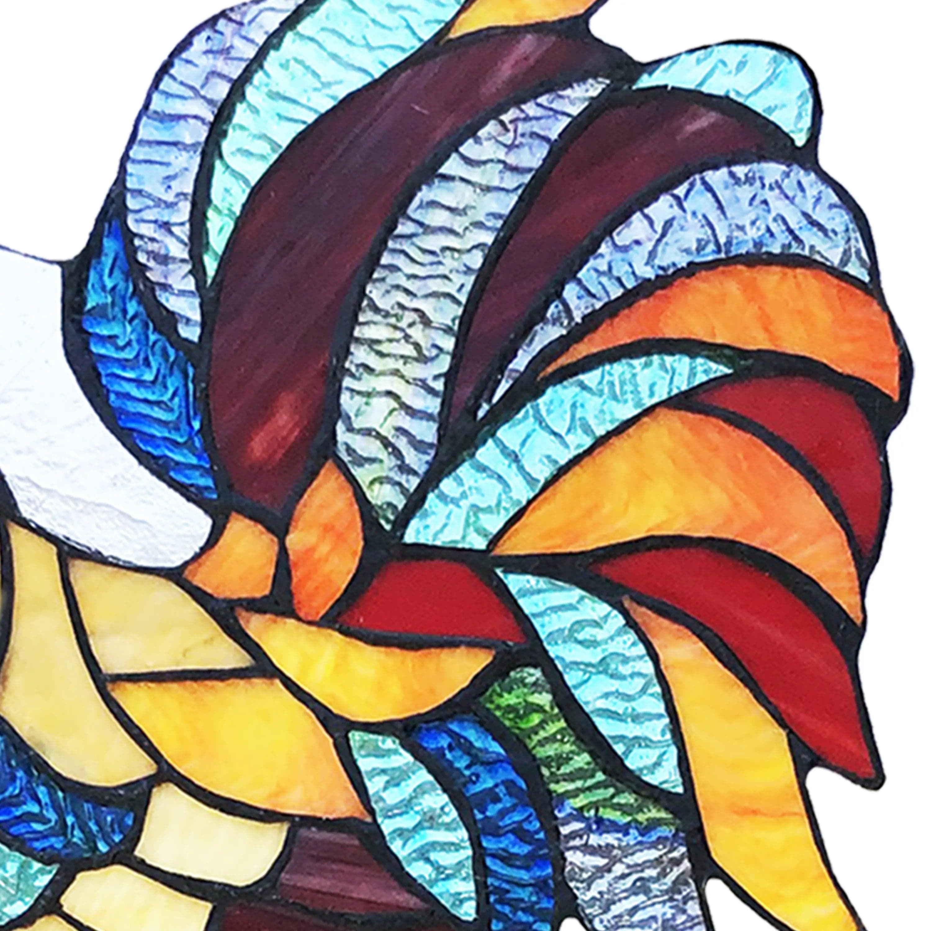 Rooster Tiffany Style Colorful Chicken Stained Glass Lamp or Hanging Panel、mySite、g9winljtr