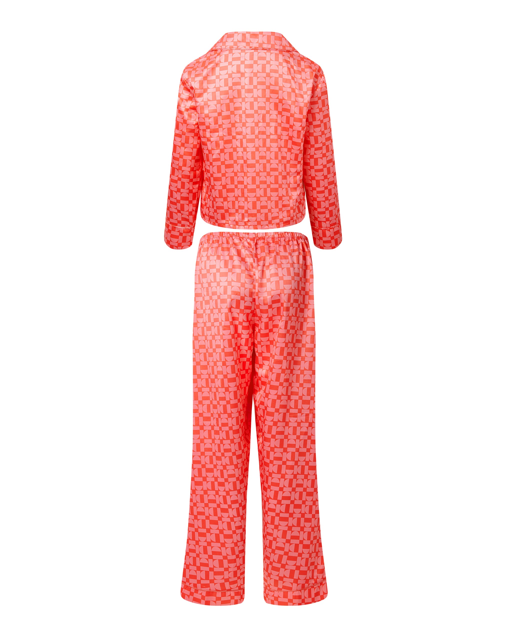 Tabitha Luxury Satin Long Pyjama Set Hot Coral/Dianthus Pink、mySite、bengalsvssteelers