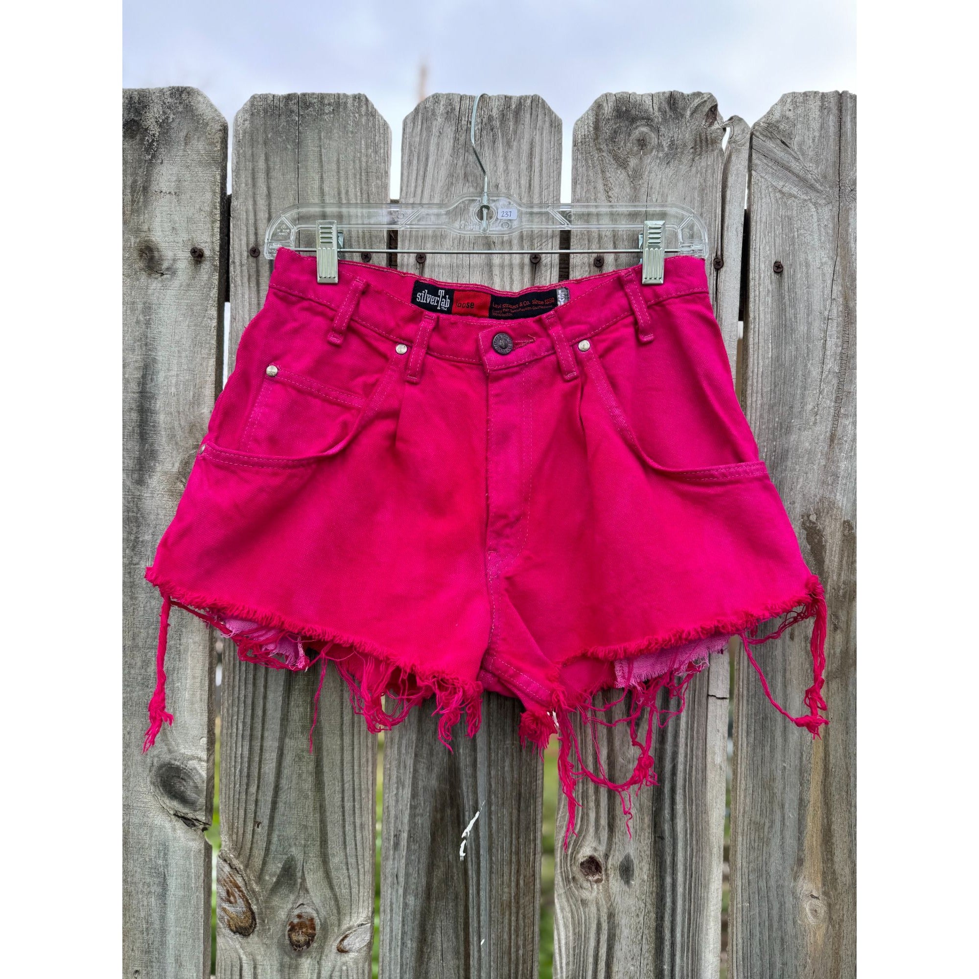 91' Levi's silverTab Loose Fit Hot Pink Cut Off Raw Hem Jean Shorts 30、mySite、garagedoors4me
