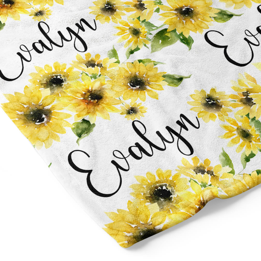  Savannah's Sunflowers Personalized Toddler Blanket、mySite、layawaytickets