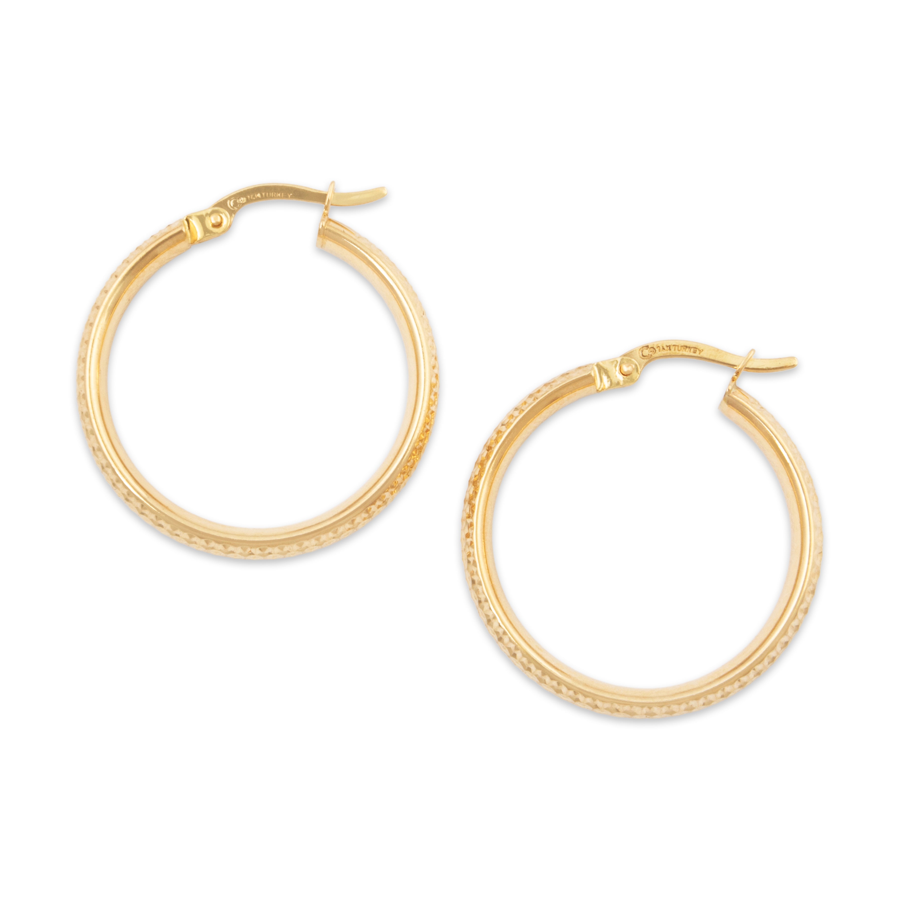 Vintage 14k Yellow Gold Sparkling Texture Hoop Earrings、mySite、hinf8tx79