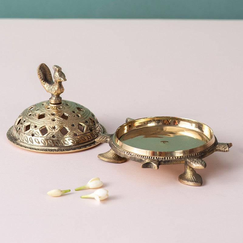 Brass Dhoop Incense Cone Holder | Turtle Design | Golden、mySite、camillekostekn