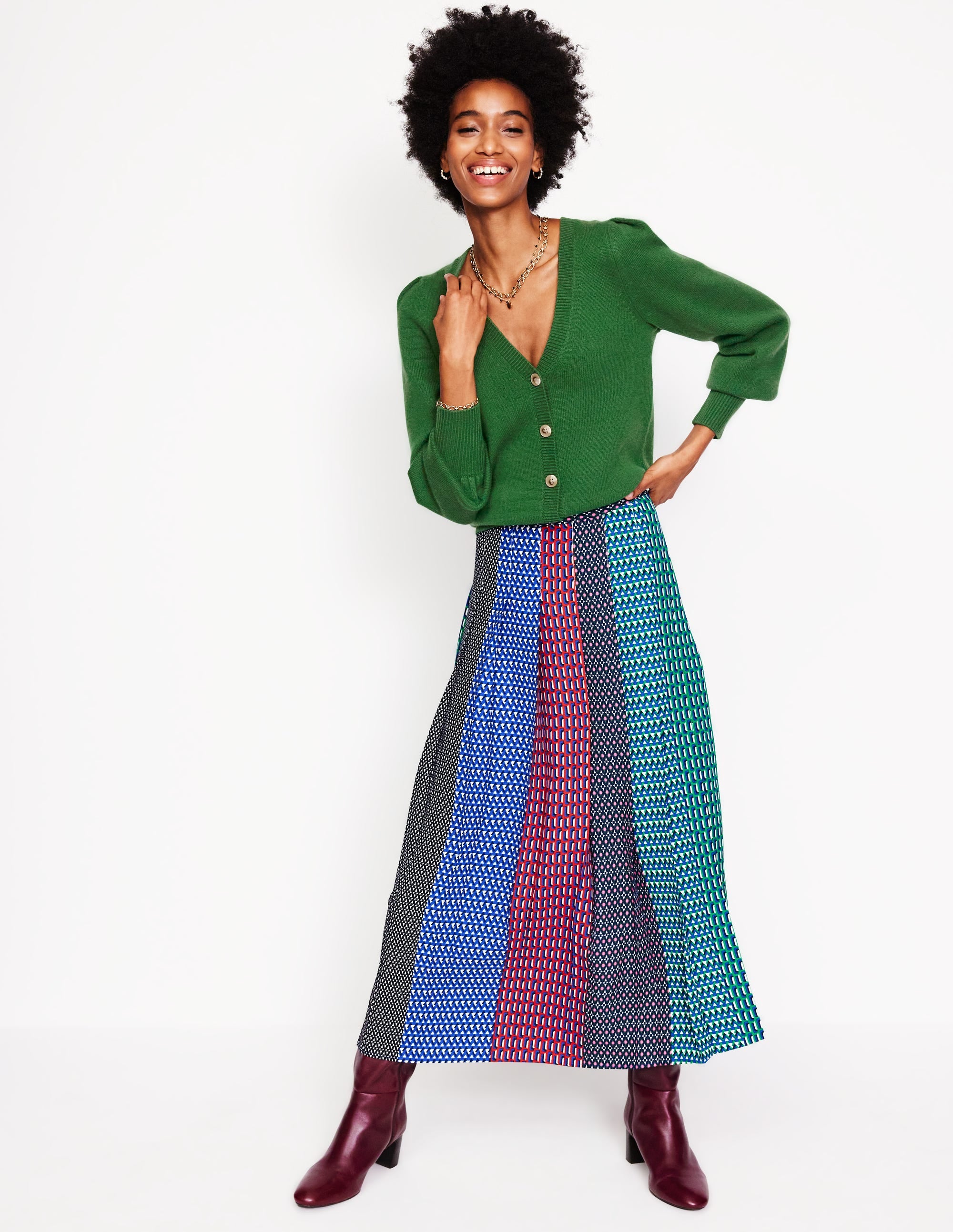  Pleated Cashmere Cardigan-Pine Green、mySite、ashleygrahame