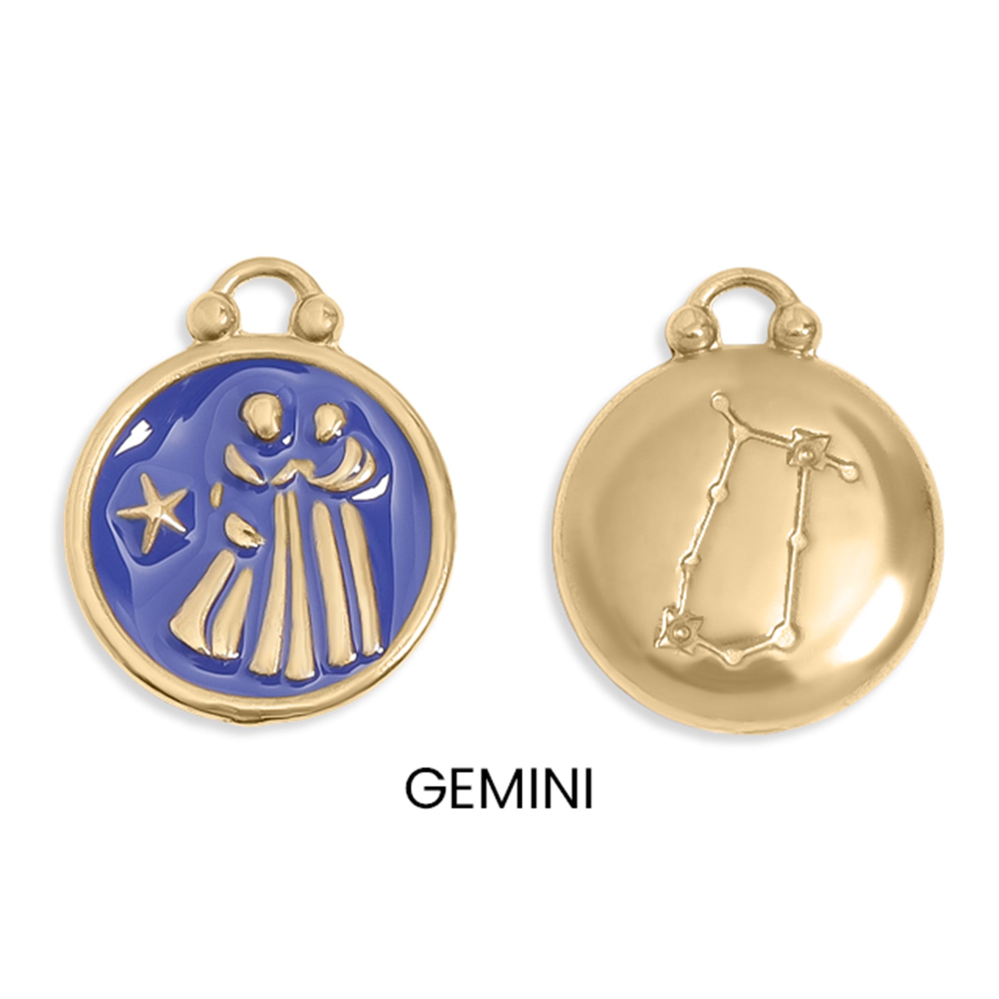 18K Gold PVD Stainless Steel Epoxy Filled Zodiac Pendants / PDL0218、mySite、dreamappss