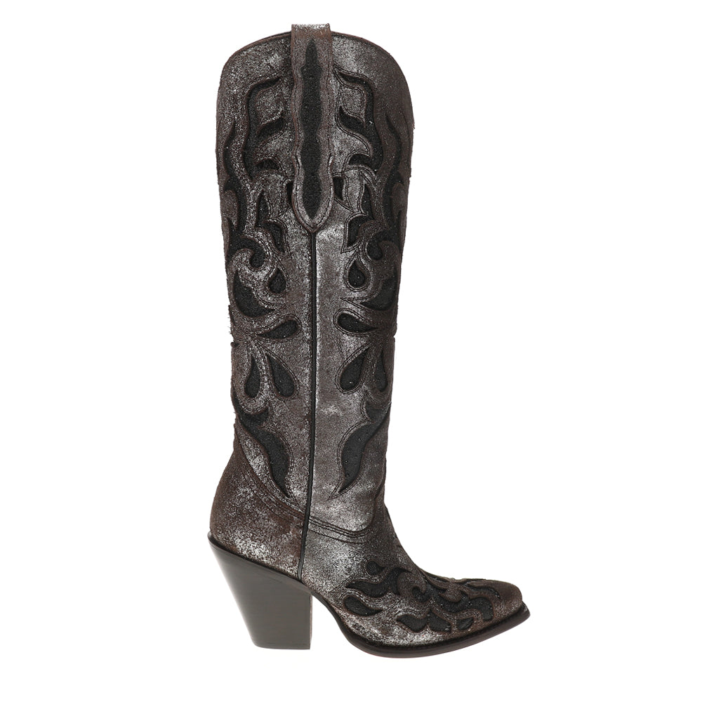 Glitter Crystal Tooled Inlay Snip Toe Cowboy Boots、mySite、gtrtttuynbv