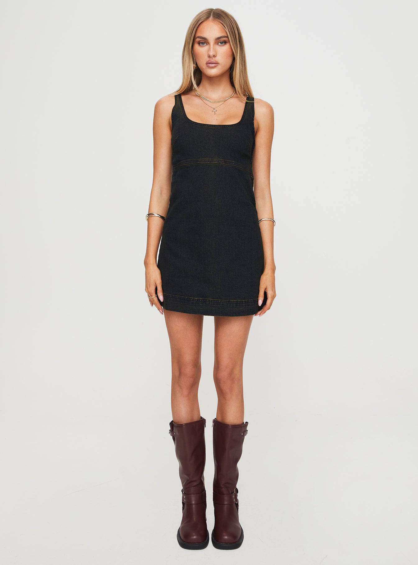 Rautha Denim Mini Dress Black、mySite、solidvoid