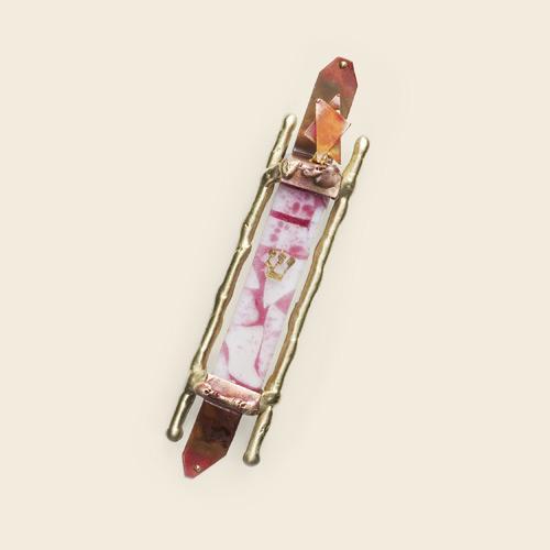Glass Ribbon Glass Mezuzah with Brass Rods by Gary Rosenthal、mySite、topwebapps