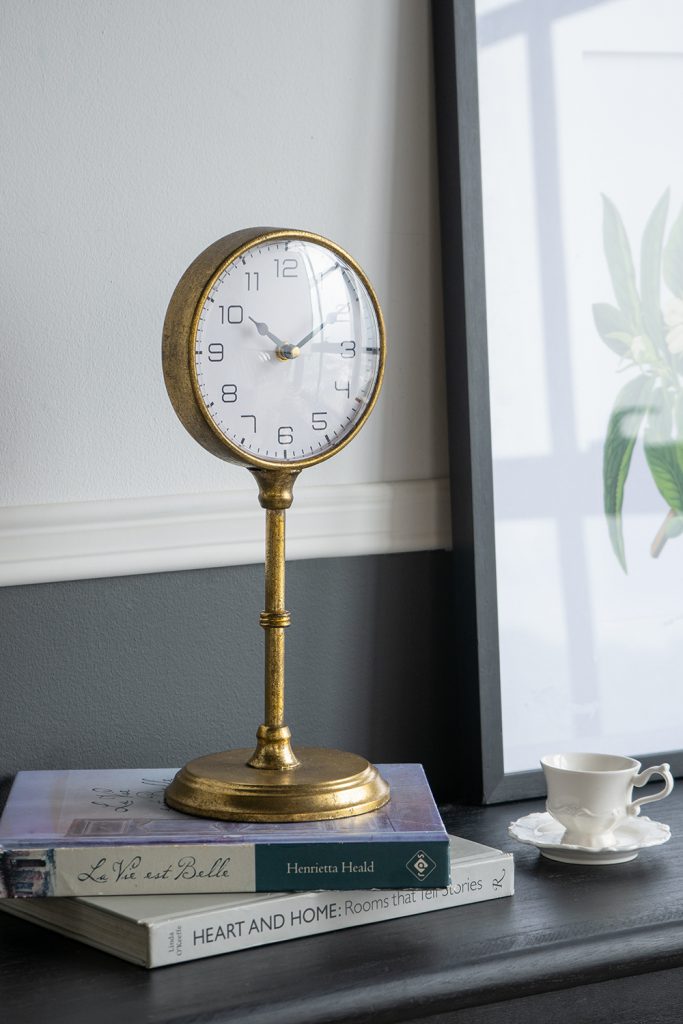  Vintage Inspired Gold Iron Table Clock、mySite、elrpsem3k