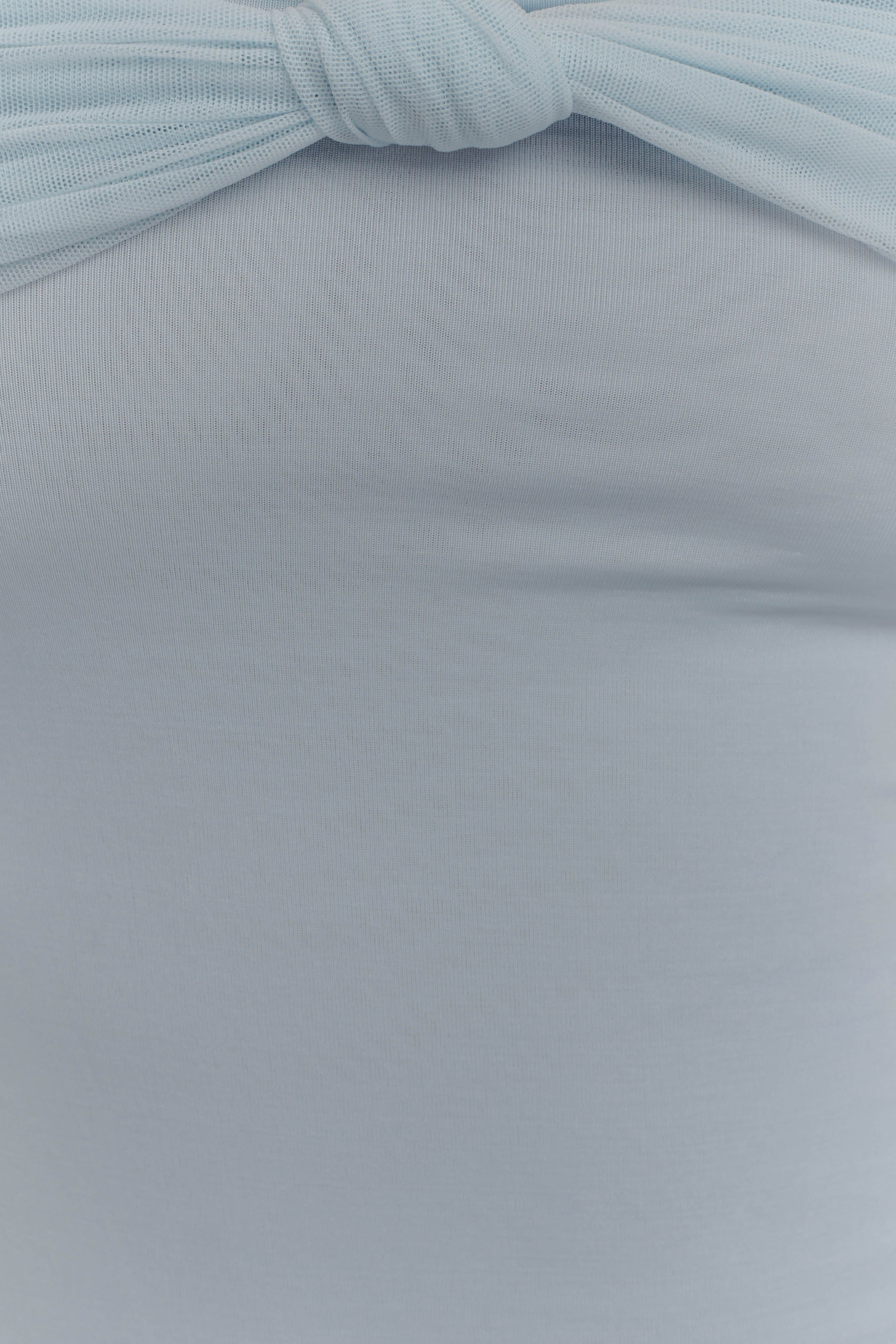 Bernadina Mesh And Slinky Halter Maxi Dress - Pale Blue、mySite、solidvoid