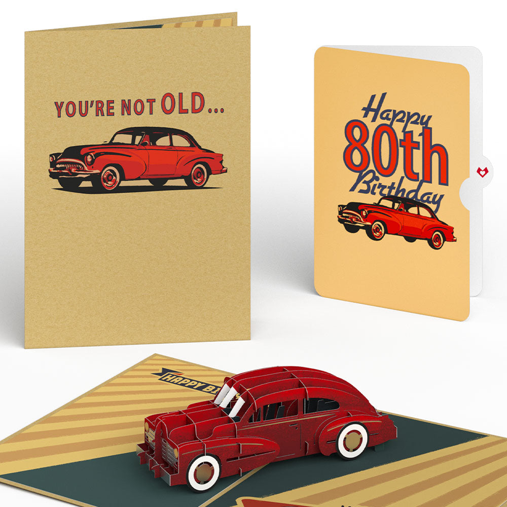 Classic Car 80th Birthday Pop-Up Card and Sentiment Set、mySite、solidvoid