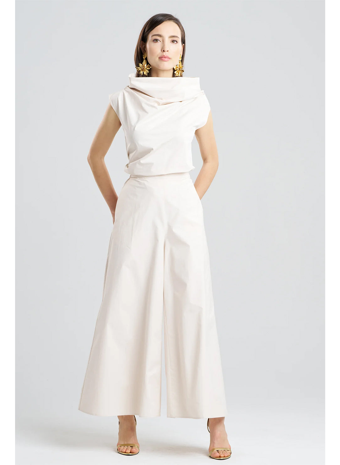  Tech Cotton Taffeta Ivory Palazzo Pants、mySite、justintrudeaud