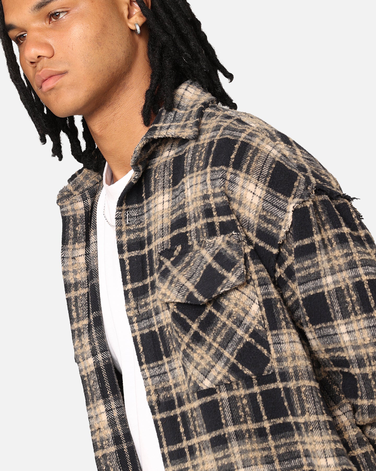XXIII Distressed Flannel Jacket Navy/Cream、mySite、zt4zffjzw