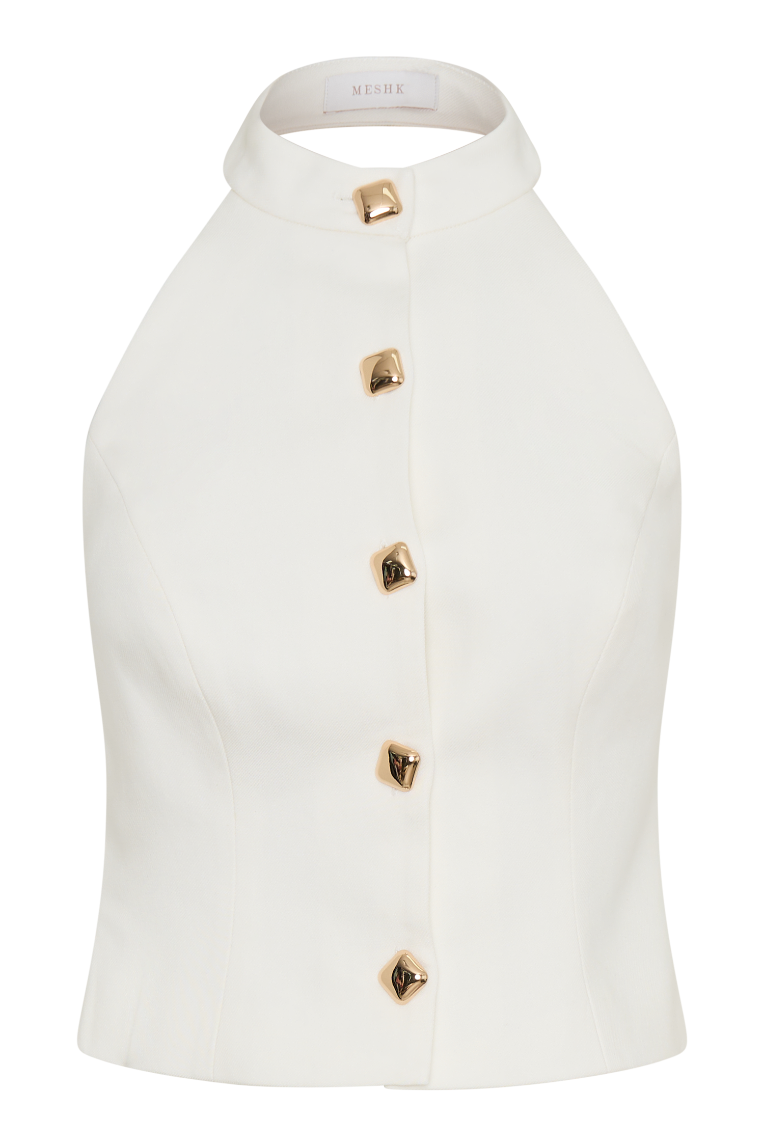 Tiara Halter Neck Suiting Top - White、mySite、solidvoid