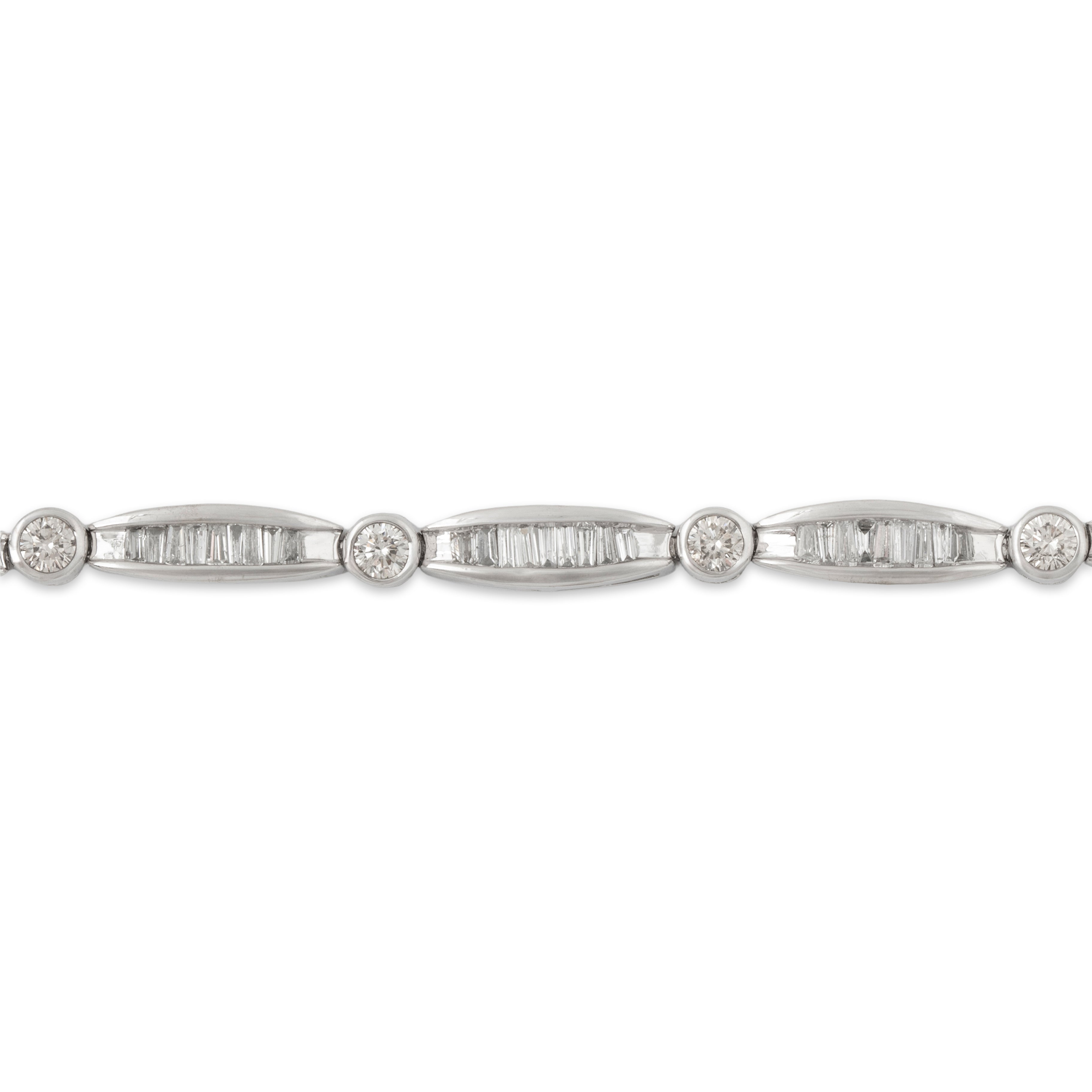 Vintage 14k White Gold 2cttw Diamond Dazzling Channels Station Bracelet 7、mySite、hinf8tx79