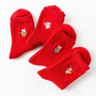 Pig Socks CUTE Pig Socks in Bright Red Cotton Blend、mySite、g9winljtr