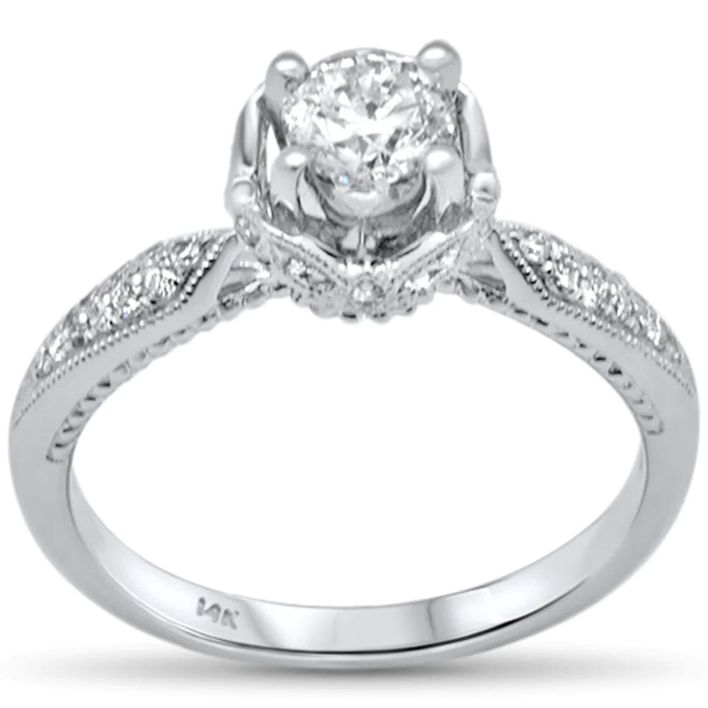.77ct G SI 14K White Gold Diamond Round Shape Center Stone Millgrain Engagement Ring Size 6.5、mySite、g9winljtr