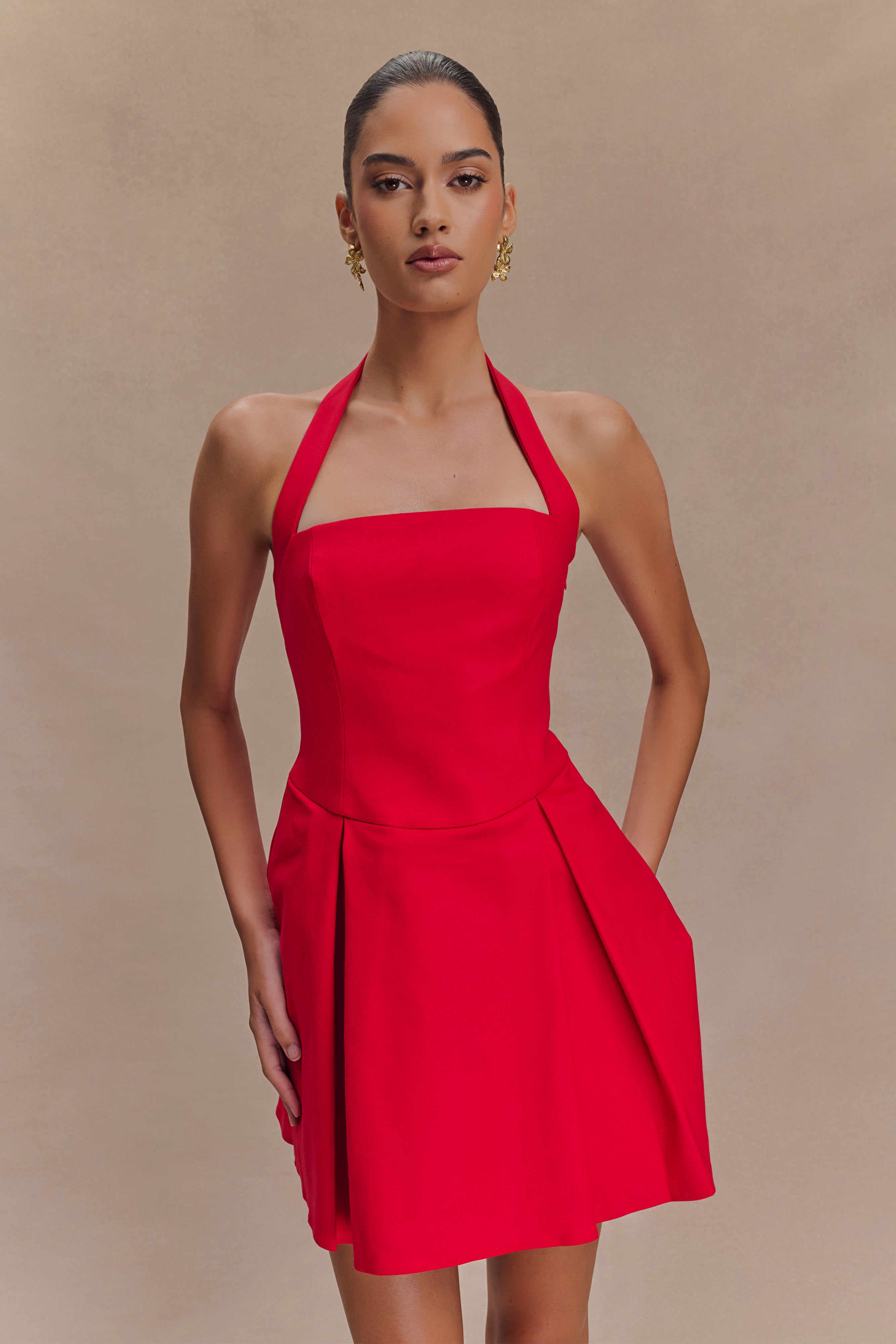 Julia Halter Mini Dress - Red、mySite、solidvoid