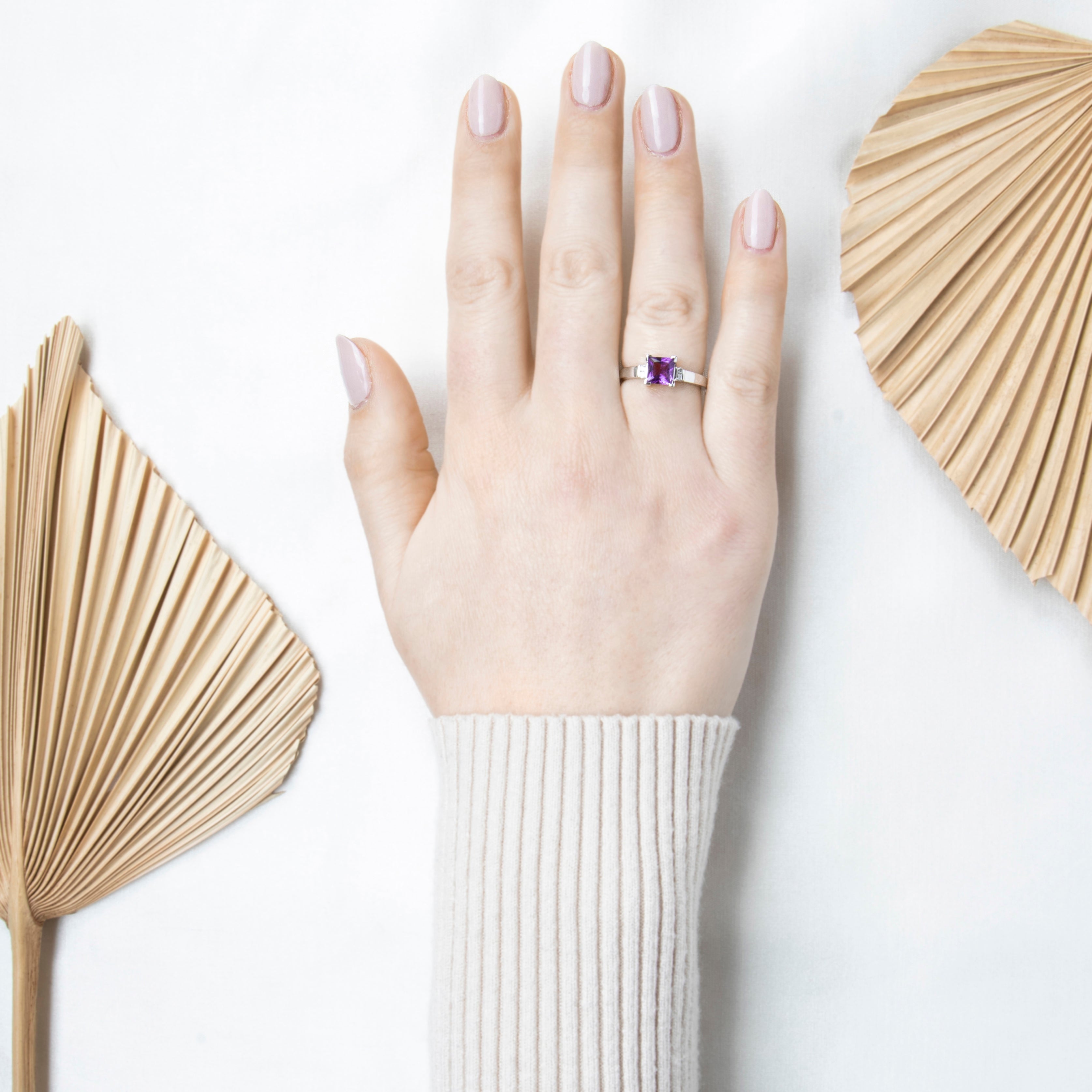 Vintage 10k White Gold Amethyst Diamond Purple Bliss Ring、mySite、hinf8tx79