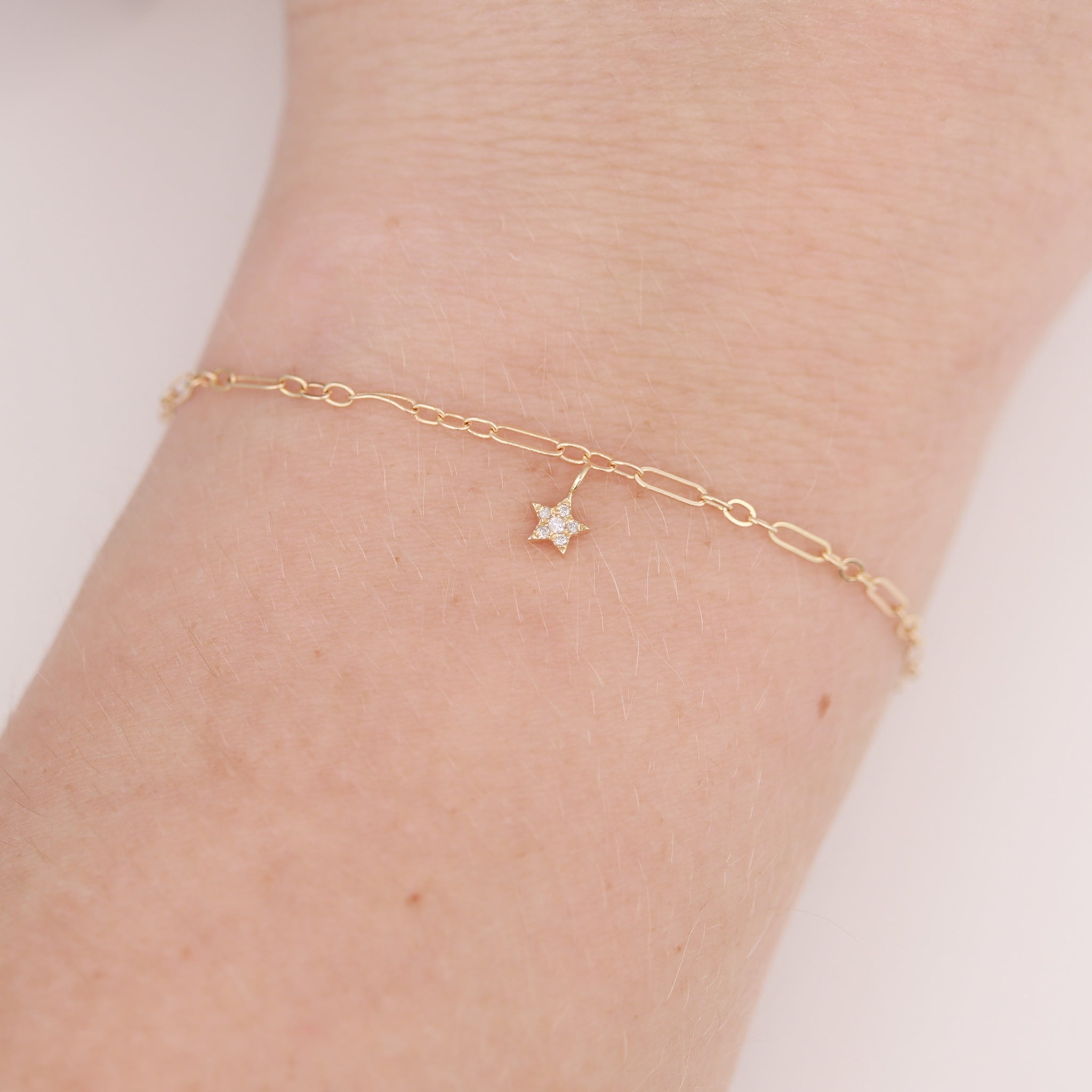 Permanent Jewelry 14K Solid Gold Diamond Star Charm / PMJ1013、mySite、dreamappss