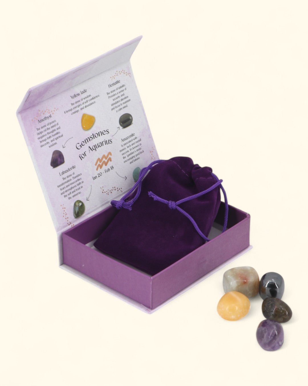 Aquarius Zodiac Candle & Crystal Tumblestone Set、mySite、topwebapps