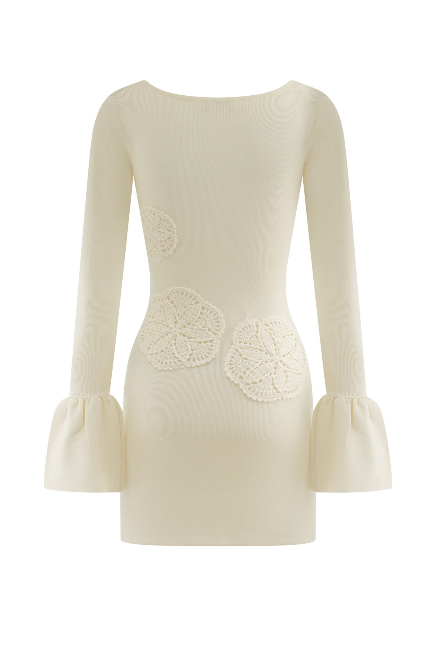 Amari Knit Crochet Knit Mini Dress - Ivory、mySite、solidvoid