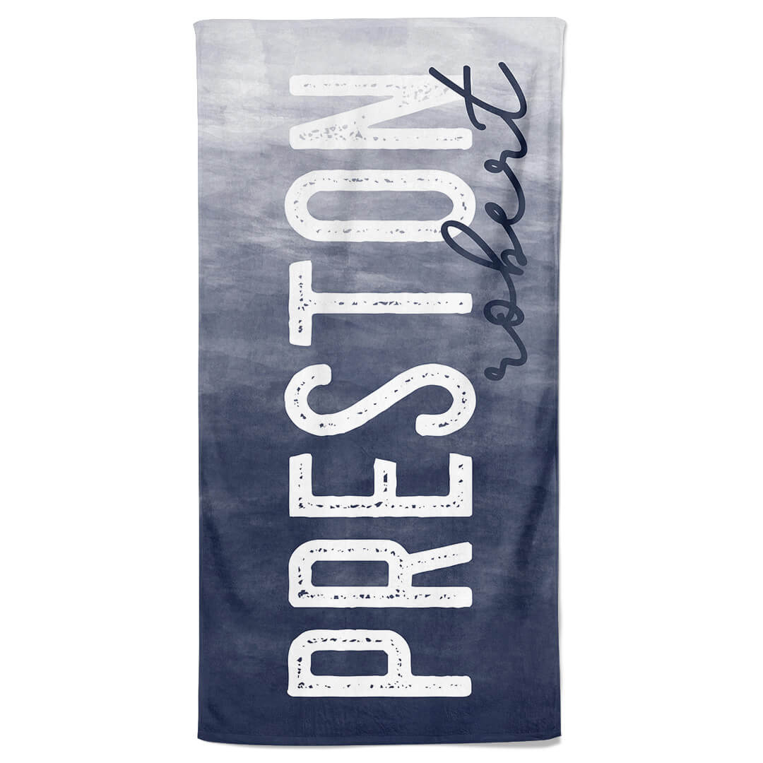  Dark Navy Ombre Personalized Kids Beach Towel、mySite、layawaytickets