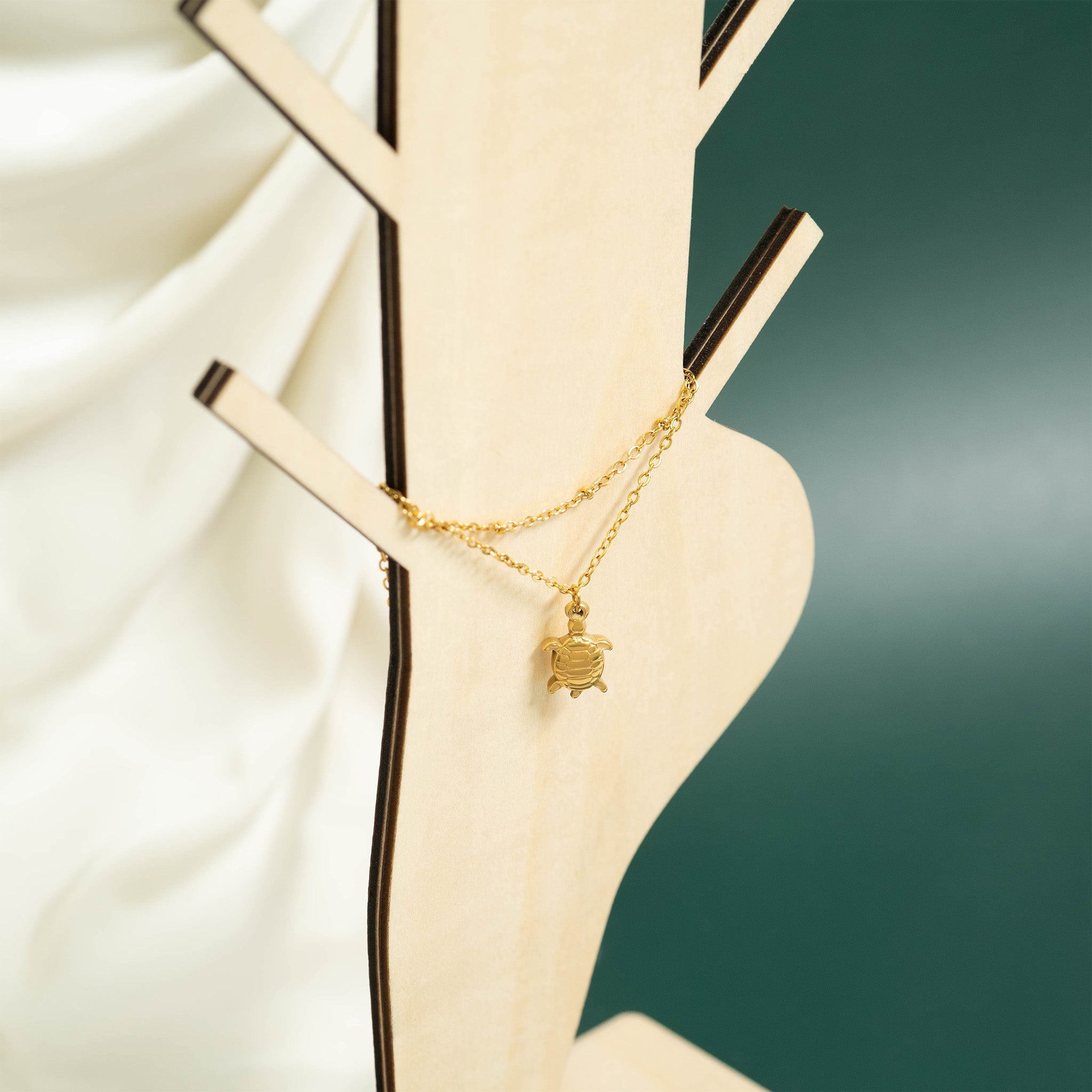 18K Gold PVD Stainless Steel Sea Turtle Charm Anklet / BRJ1028、mySite、dreamappss