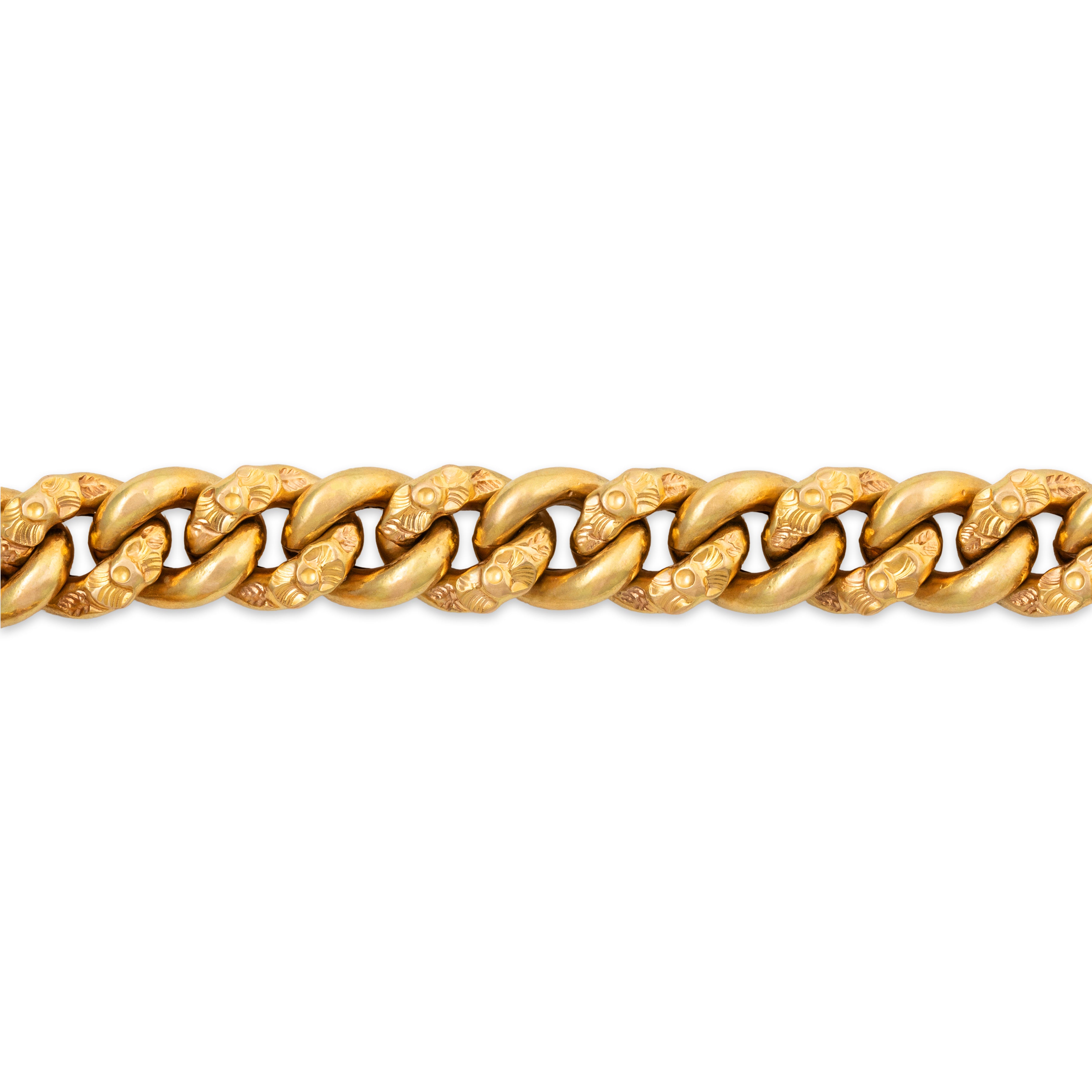Antique 18k Yellow Gold Blossom Engraved Curb Link Chain Bracelet 7、mySite、hinf8tx79