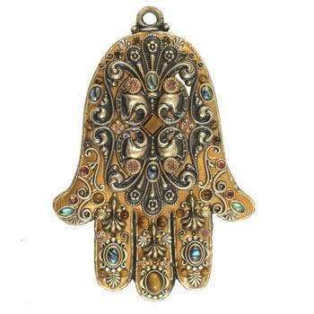 Michal Golan Tiger Eye and Abalone Shell Wall Hamsa、mySite、topwebapps
