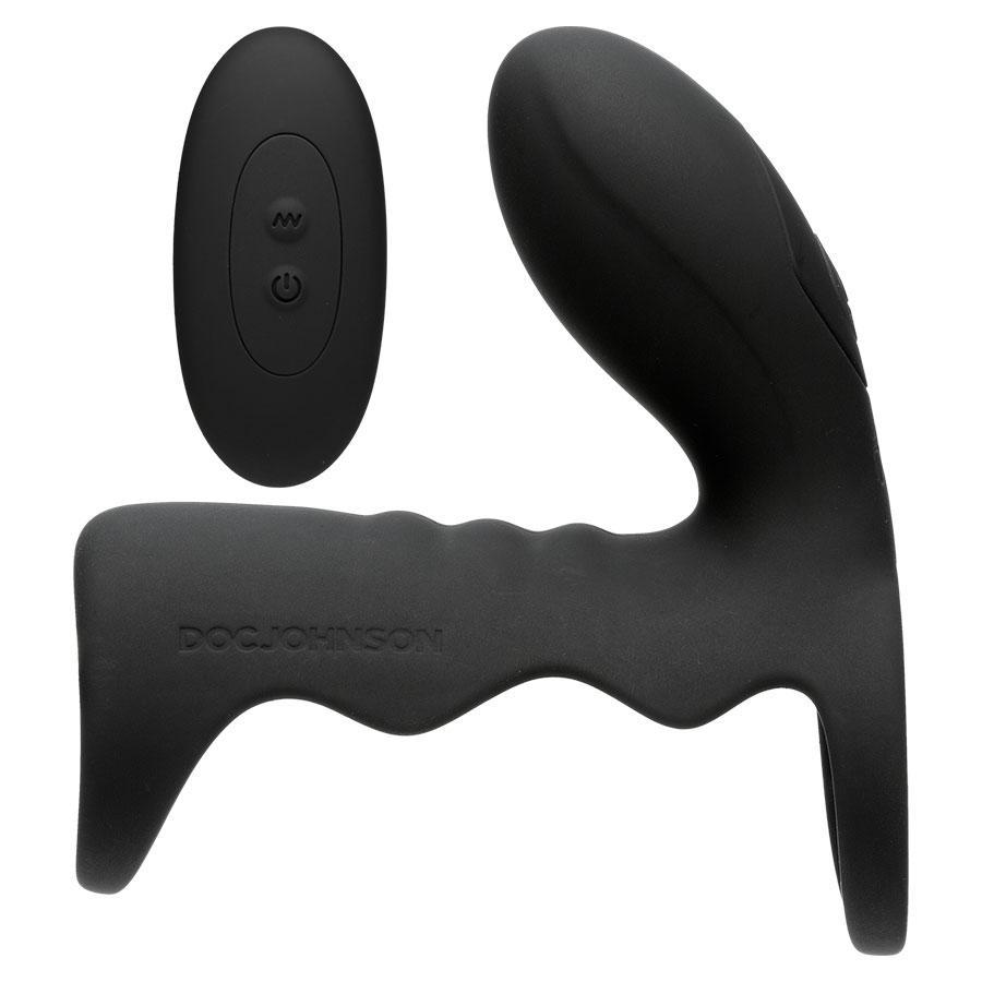 Men's Black Wireless 10 Speed Silicone Vibrating Cock Cage by Optimale、mySite、bottomscart
