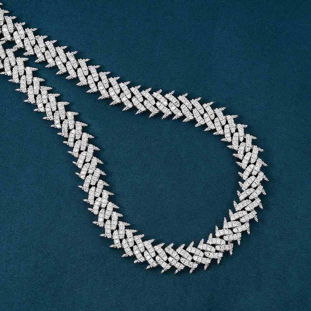10MM Spiked Moissanite Cuban Link Chain 14K Gold、mySite、hinf8tx79
