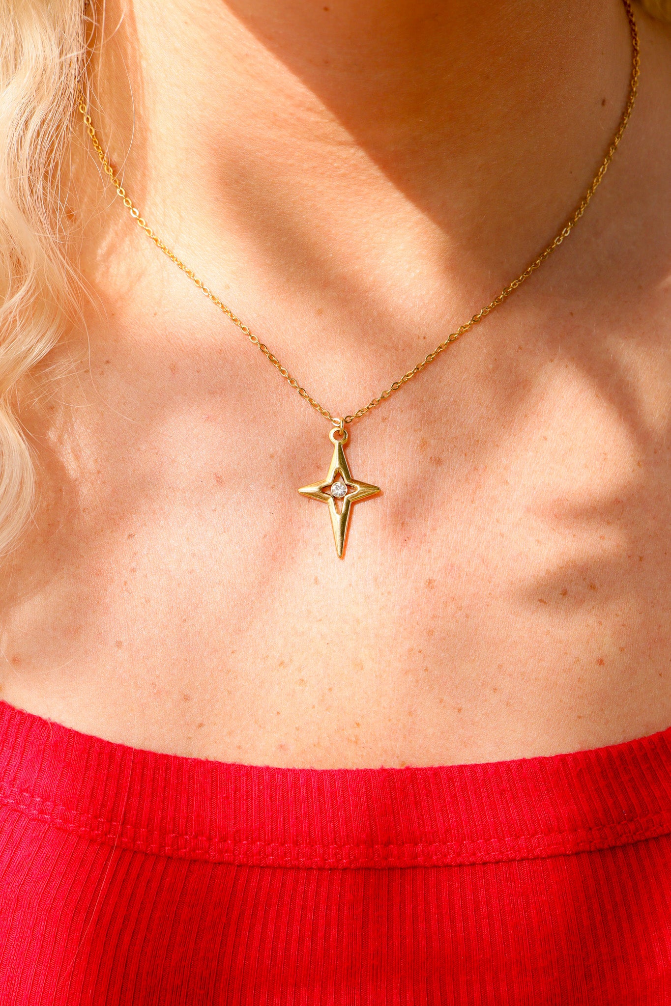 18K Gold PVD Stainless Steel Compass Star Charm / PDL0196、mySite、dreamappss