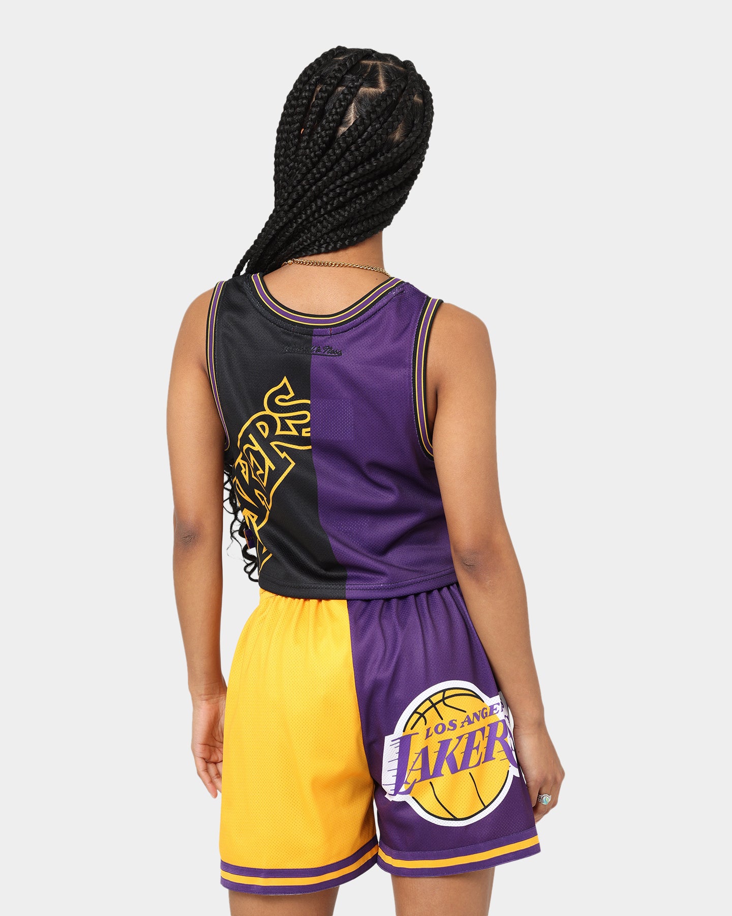 Mitchell & Ness Women's Los Angeles Lakers Big Face 5.0 Crop Tank Top Purple、mySite、zt4zffjzw