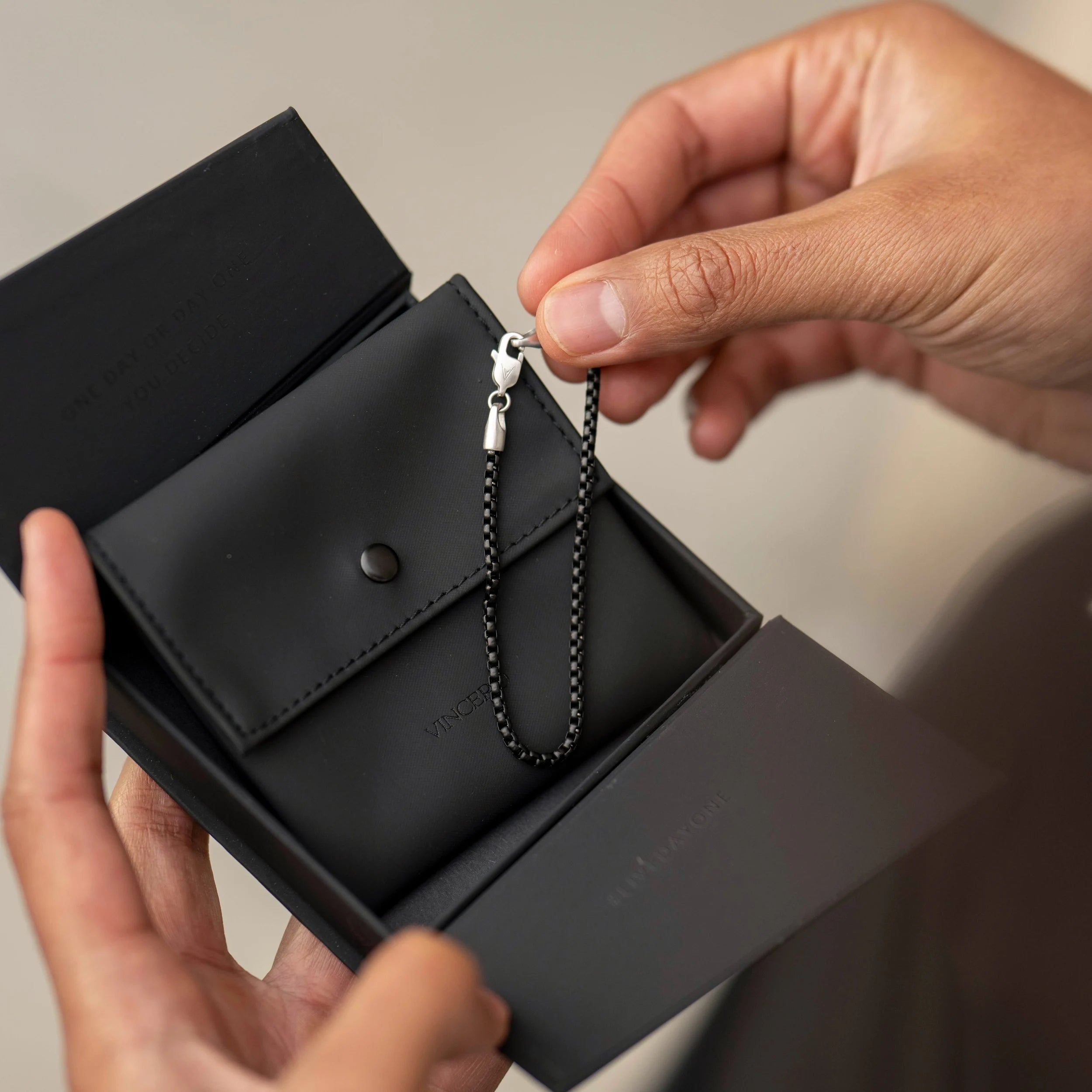  Box Chain Bracelet, 3MM - Black