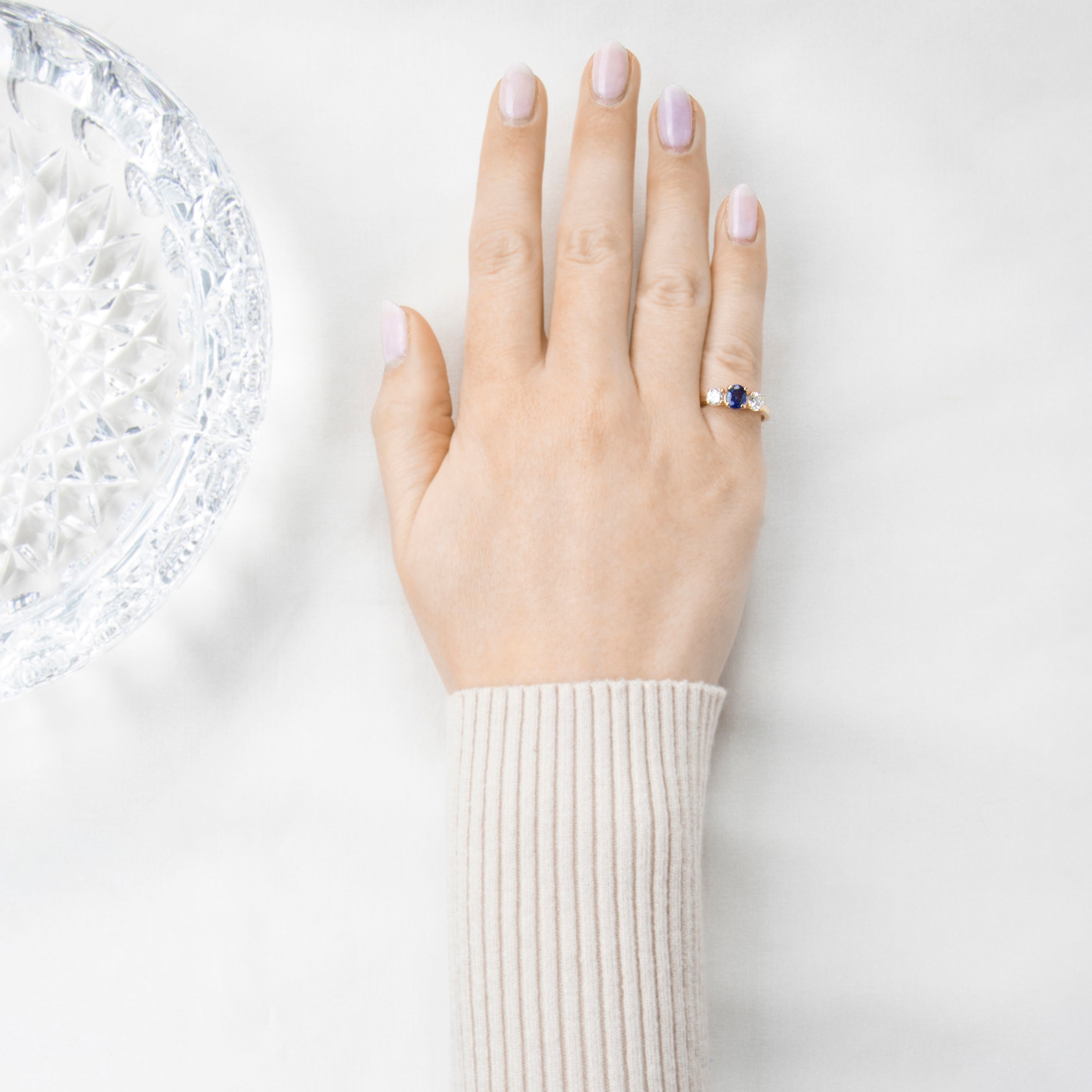 Vintage 14k Yellow Gold Blue Sapphire .56cttw Diamond 3 Stone Ring 6.25、mySite、hinf8tx79