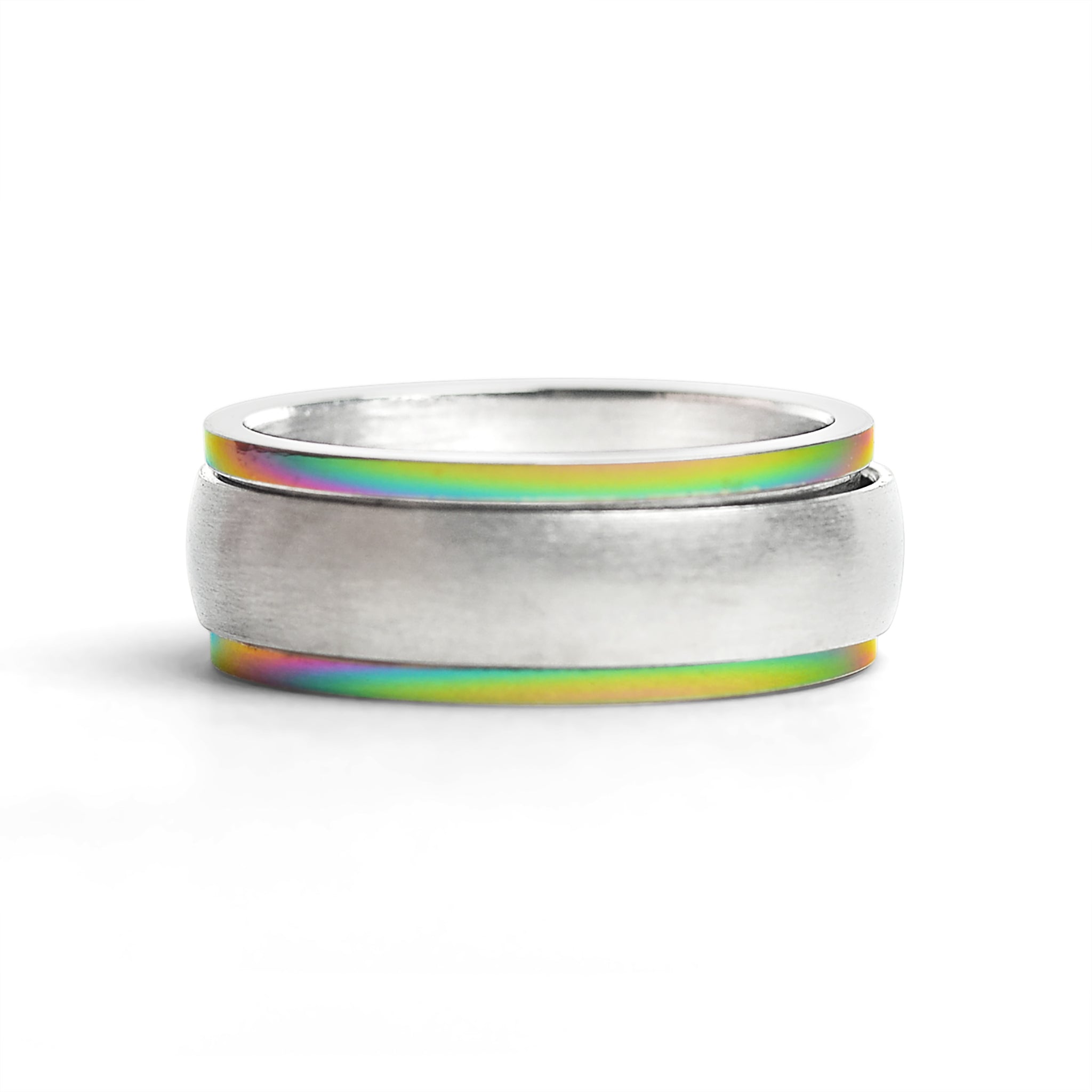 Stainless Steel Rainbow Edge Polished Spinner Center Ring / SRJ9003、mySite、dreamappss