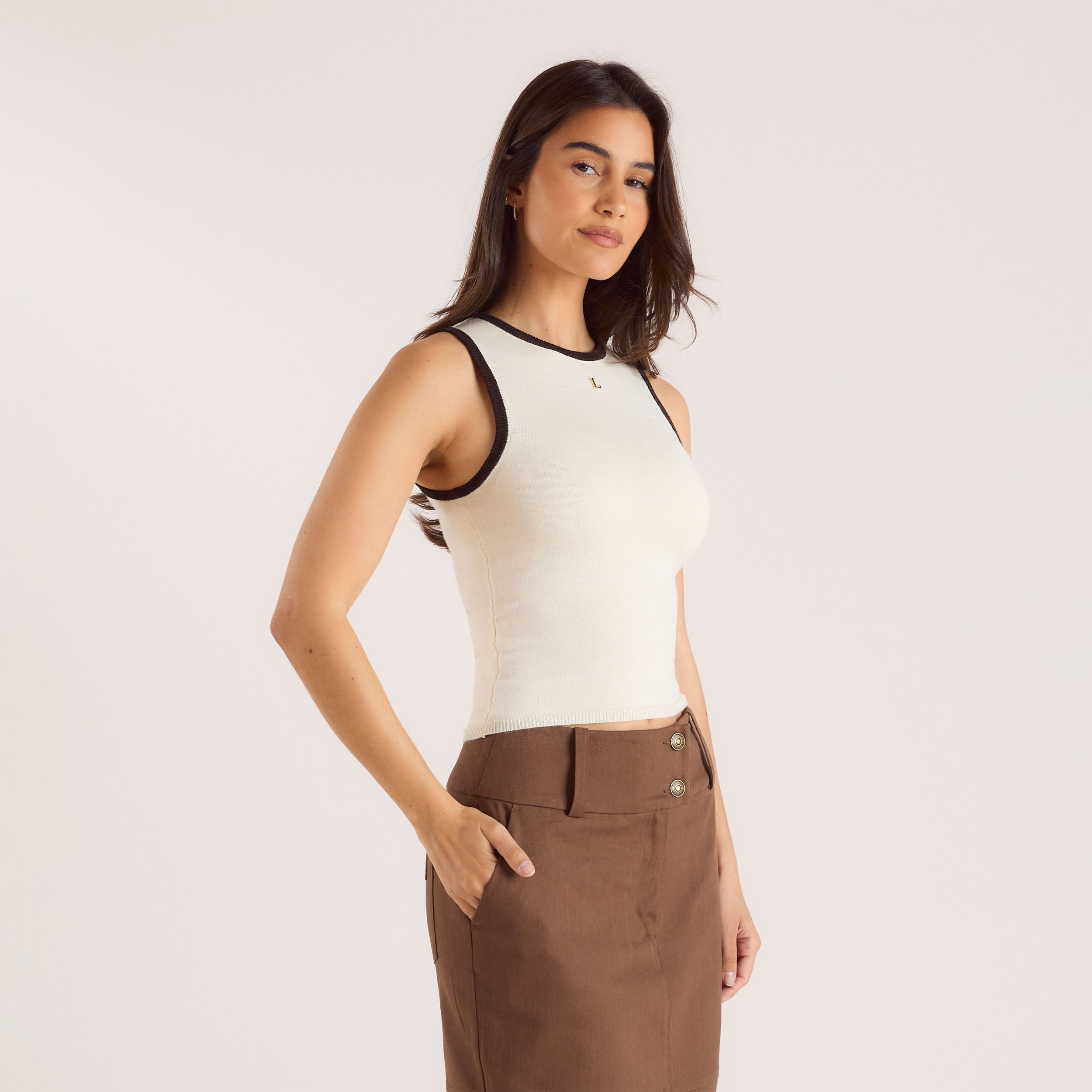 Knitted Vest Top - Off White、mySite、bengalsvssteelers