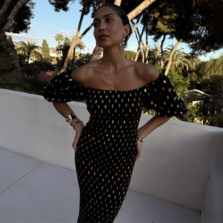 Black Jojo Dress with Gold Fleck、mySite、solidvoid