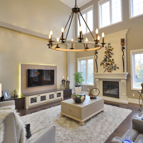 32" Rustic Farmhouse 10-Light Candle Chandelier, Black Metal and Wood Round Hanging Light Fixture for Dining Room, Kitchen, Living Room, Adjustable Height, E12 Bulb Base (No Bulbs)、、eastwooduniform