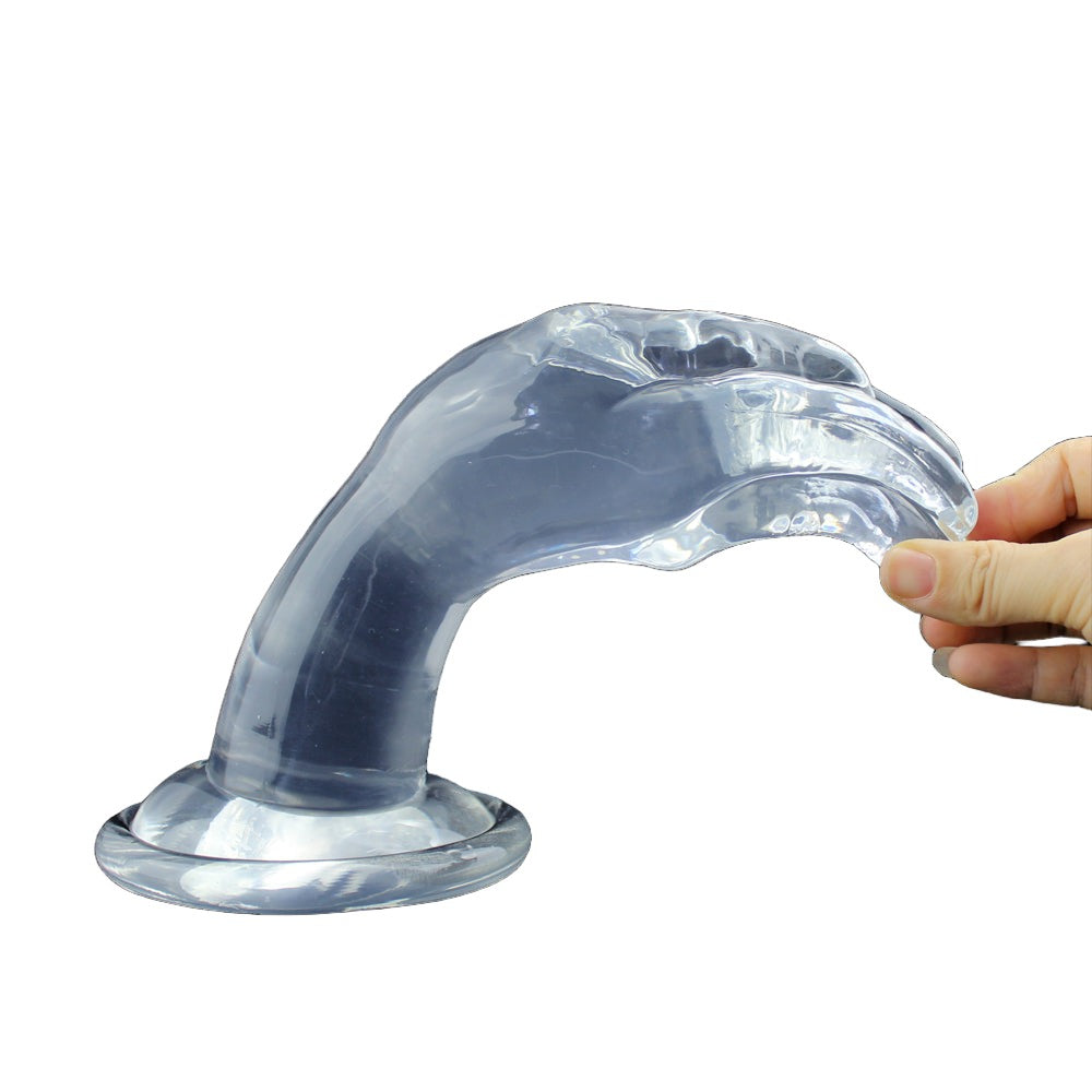Come Closer Hand Butt Plug | Suction Cup | Clear Flexible | Free Satin Bag、mySite、bottomscart