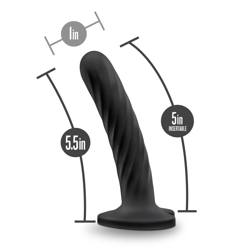 Temptasia By Blush® | Twist Black 5.5-Inch Long Dildo With Suction Cup Base、mySite、bottomscart