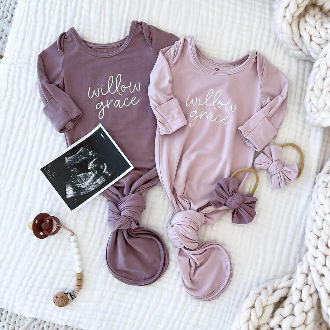  Girl Personalized Bamboo Newborn Baby Knot Gown & Hat、mySite、layawaytickets